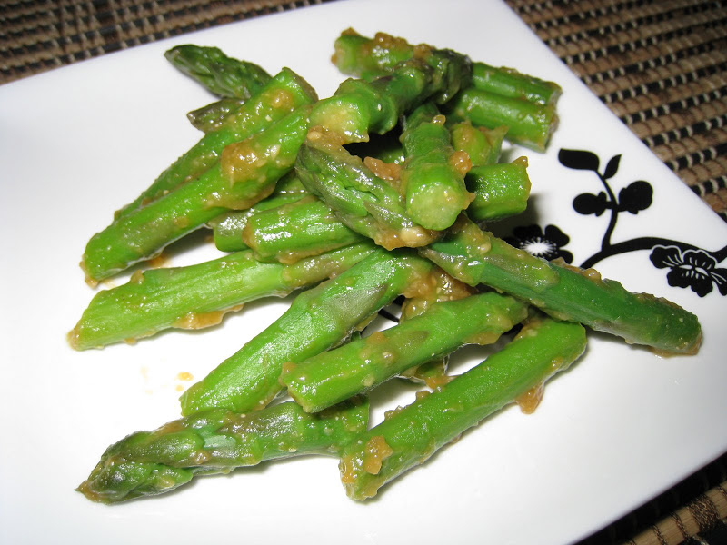 Asparagus with Miso and Mustard Sauce
