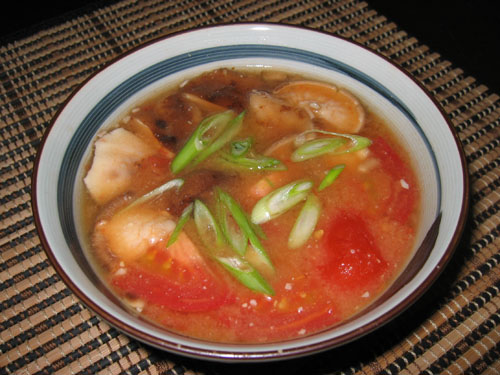 Tomato and Shiitake Miso Soup
