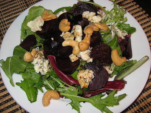 Roasted Beet Salad with Blue Cheese and Cashews