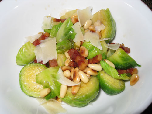 Brussels Sprouts with Pancetta, Pine Nuts and Parmigiano Reggiano
