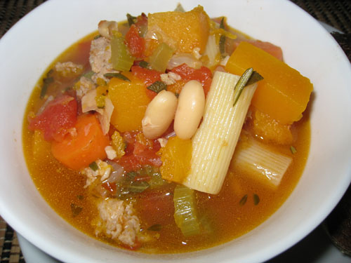 Minestrone Soup with Sausage and Squash