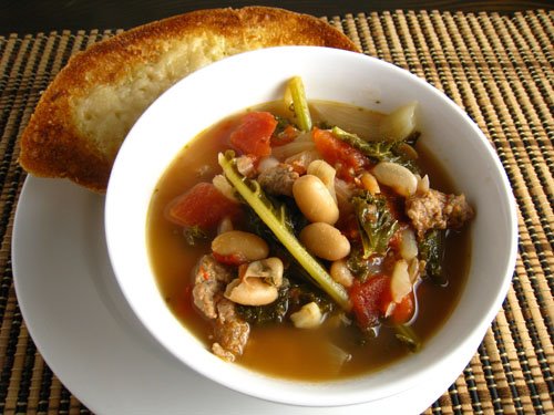 White Bean and Kale Soup with Turkey Sausage