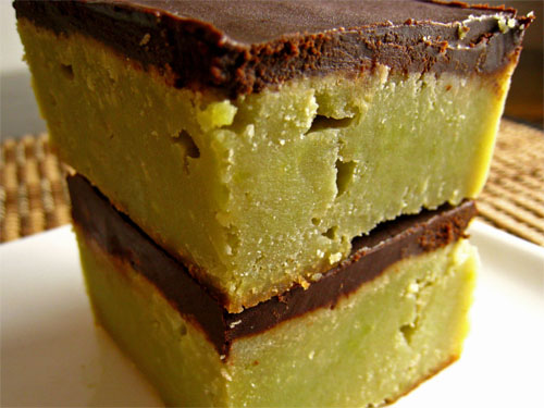 Green Tea White Chocolate Mascarpone Brownies with Chocolate Ganache
