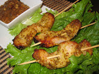 Moo Satay (Pork Satay) with Curried Peanut Sauce