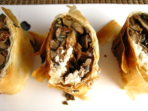 Mushroom and Goat Cheese Strudel with Balsamic Syrup