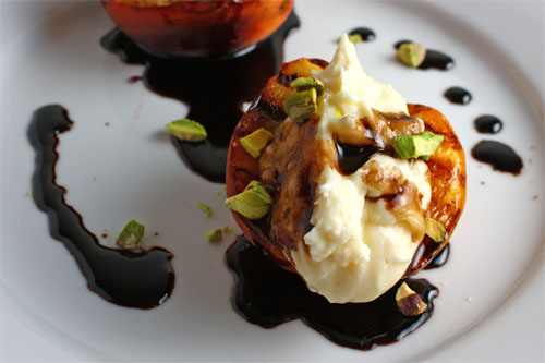 Grilled Peaches with Mascarpone and Balsamic Syrup