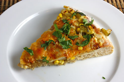 Corn, Zucchini and Chicken Pizza - Slice
