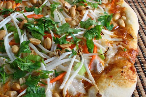 Thai Chicken Pizza with Spicy Peanut Sauce