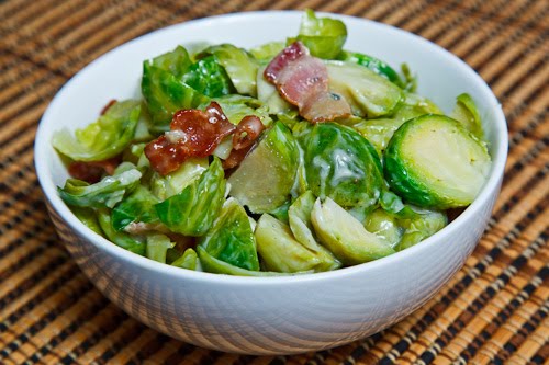 Brussels Sprouts and Bacon Covered in Melted Gorgonzola