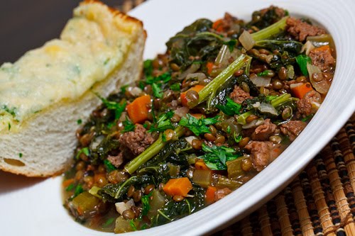 Lentil Stew with Sausage and Kale