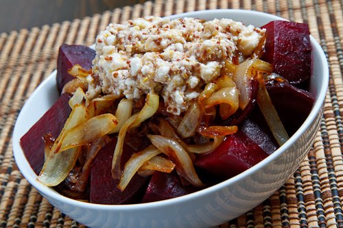 Roasted Beets with Caramelized Onions and Feta