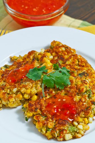 Thai Style Corn Fritters with Sweet Chilli Sauce
