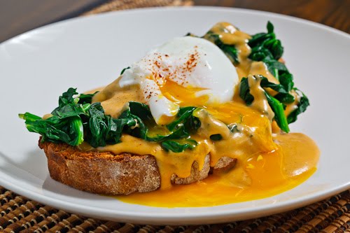 Buck Rarebit (Welsh Rarebit with Spinach and a Poached Egg)