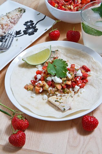 Mojito Grilled Fish Tacos with Strawberry Salsa