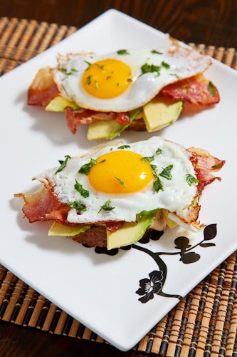 Fried Egg on Toast with Chipotle Mayonnaise, Bacon and Avocado