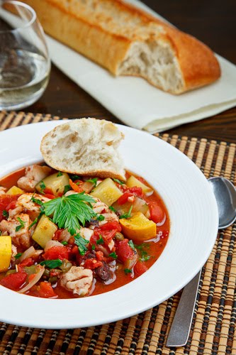 Fish and Zucchini Puttanesca Stew