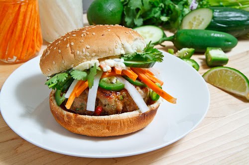 Banh Mi Burgers with Vietnamese Caramel BBQ Sauce