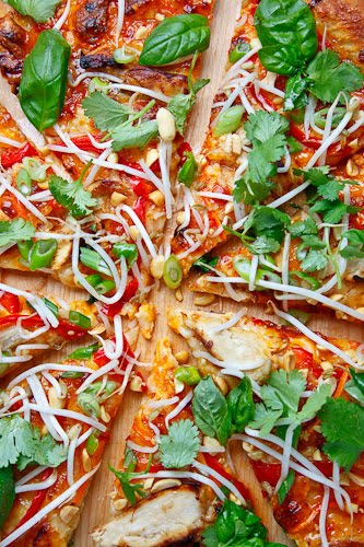 Thai Chicken Pizza with Sweet Chili Sauce