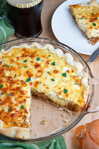 Guinness Braised Onion and Aged White Cheddar Quiche
