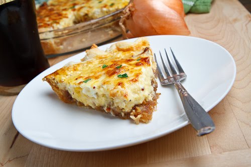 Guinness Braised Onion and Aged White Cheddar Quiche