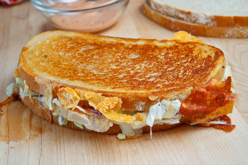 The Rachel Sandwich (aka Roast Turkey Reuben Sandwich) with Coleslaw