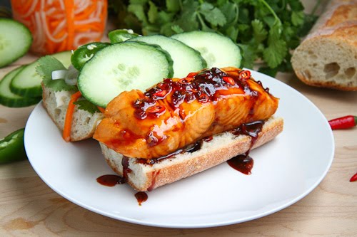 Vietnamese Caramel Salmon Banh Mi