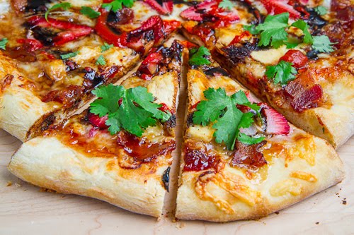 Balsamic Strawberry and Chicken Pizza with Sweet Onions and Smoked Bacon