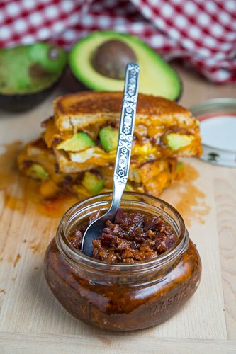 Bacon Jam and Avocado Grilled Cheese Sandwich with Fried Egg