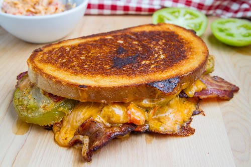 Bacon and Fried Green Tomato Pimento Grilled Cheese