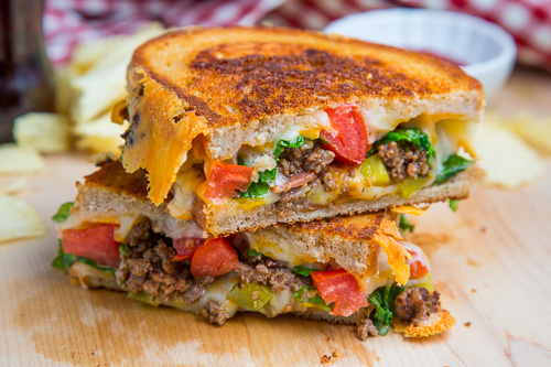Bacon Double Cheeseburger Grilled Cheese Sandwich