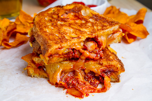 Kimchi and Bacon Grilled Cheese Sandwich