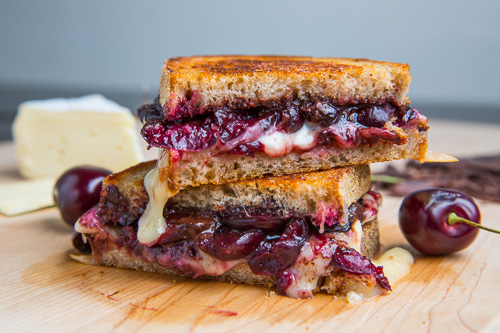 Balsamic Roasted Cherry, Dark Chocolate and Brie Grilled Cheese Sandwich