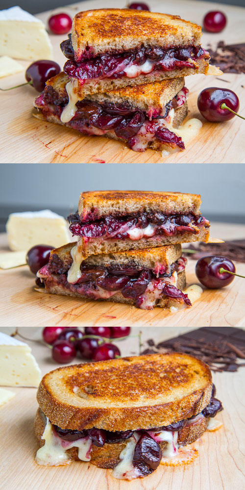 Balsamic Roasted Cherry, Dark Chocolate and Brie Grilled Cheese Sandwich