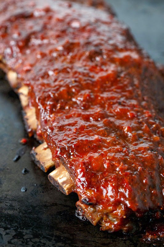 Slow Cooker BBQ Ribs with Roasted Strawberry BBQ Sauce
