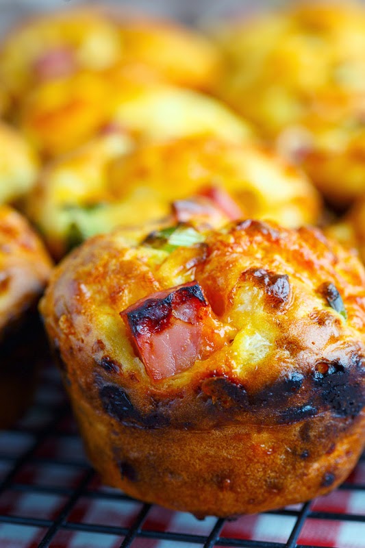 Cottage Cheese and Egg Muffins with Ham and Cheddar Cheese