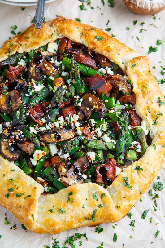 Asparagus and Mushroom Galette with Bacon, Goat Cheese and Balsamic Reduction