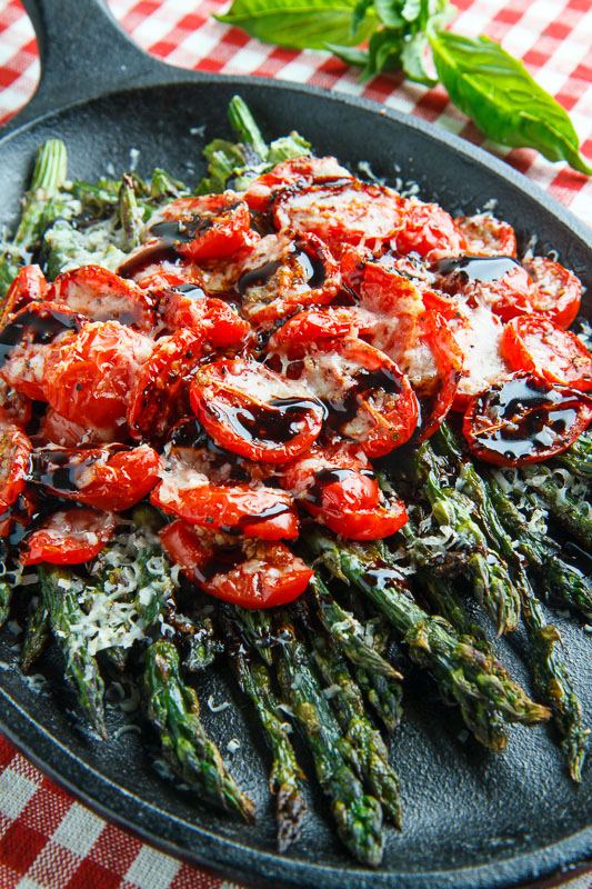 Balsamic Parmesan Roasted Asparagus and Tomatoes