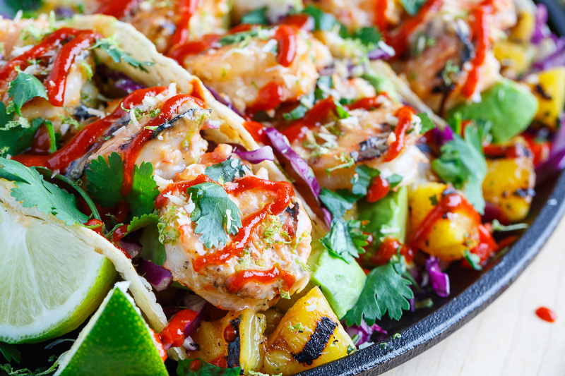 Grilled Coconut and Pineapple Sweet Chili Shrimp Tacos