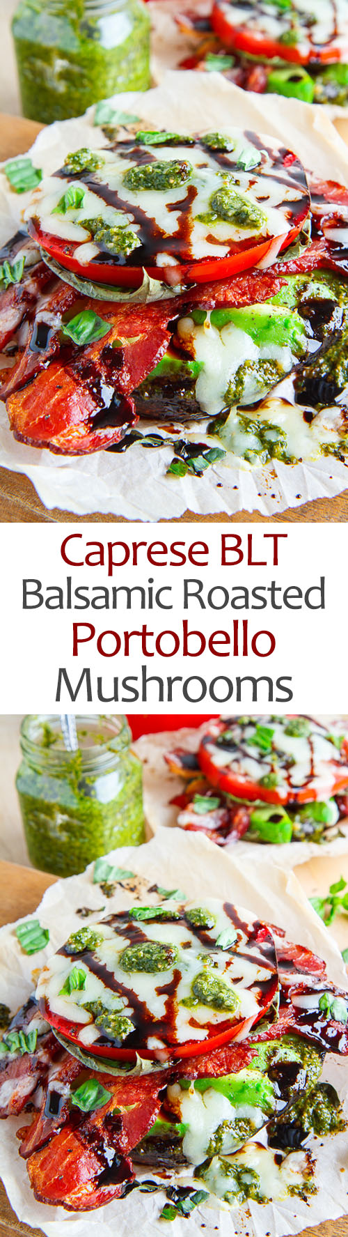 Caprese BLT Balsamic Roasted Portobello Mushrooms