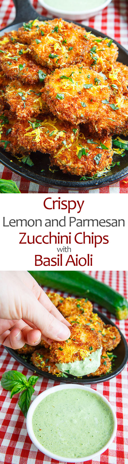 Crispy Lemon Parmesan Zucchini Chips with Basil Aioli