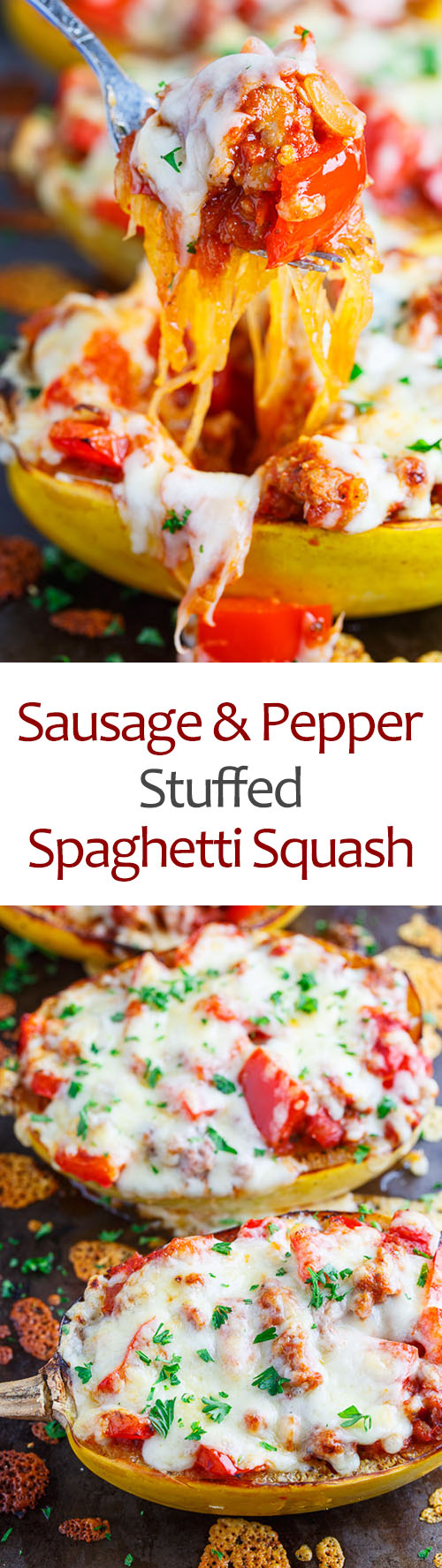 Sausage and Pepper Stuffed Spaghetti Squash