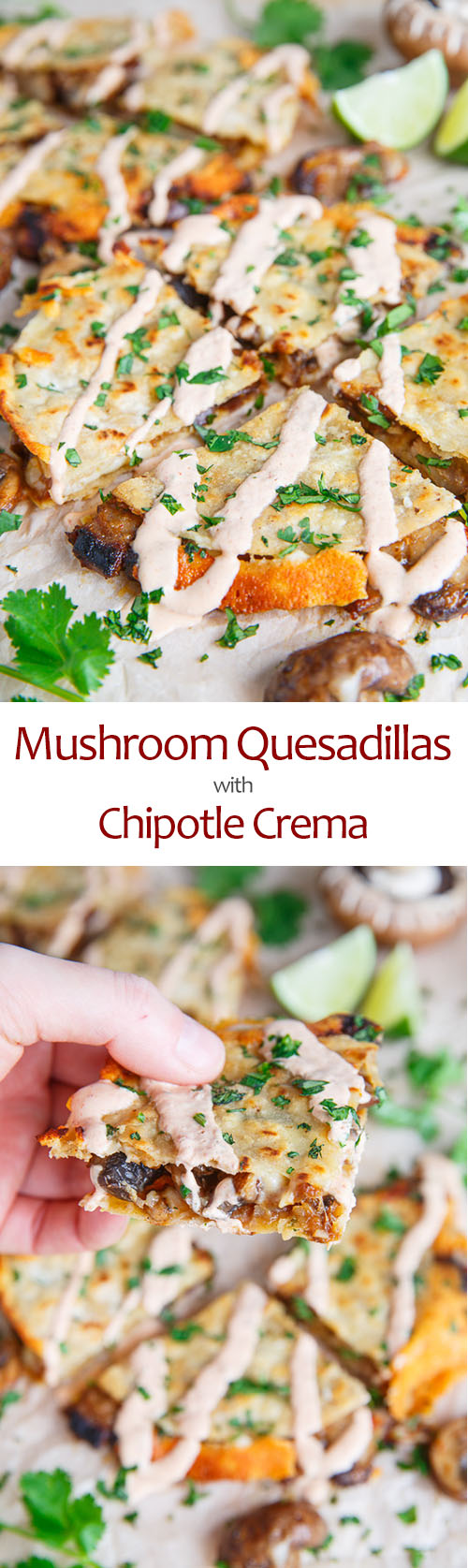 Mushroom Quesadillas with Chipotle Crema