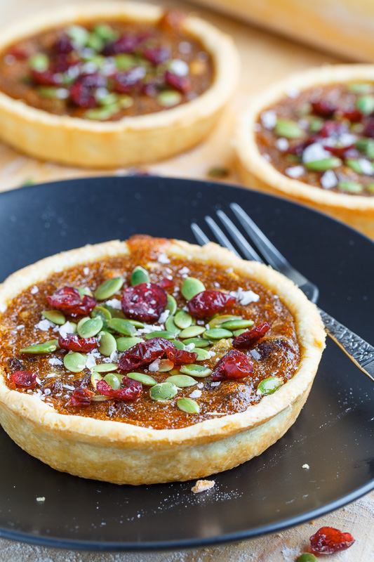 Pumpkin Butter Tarts with Pepitas and Cranberries