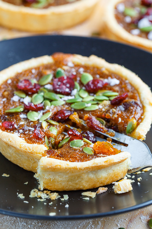 Pumpkin Butter Tarts with Pepitas and Cranberries