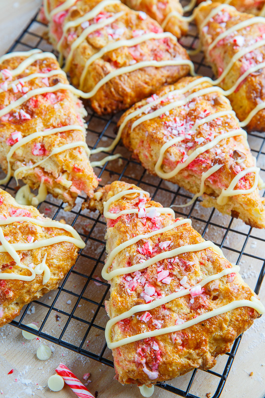 Peppermint Candy Cane and White Chocolate Chip Scones
