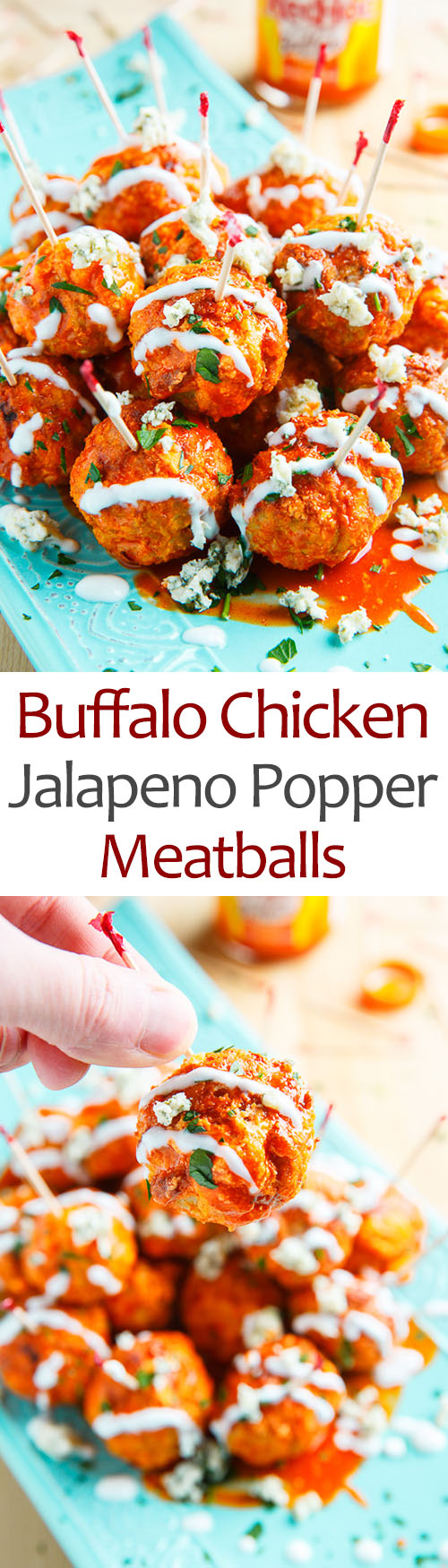Jalapeno Popper Stuffed Buffalo Chicken Meatballs
