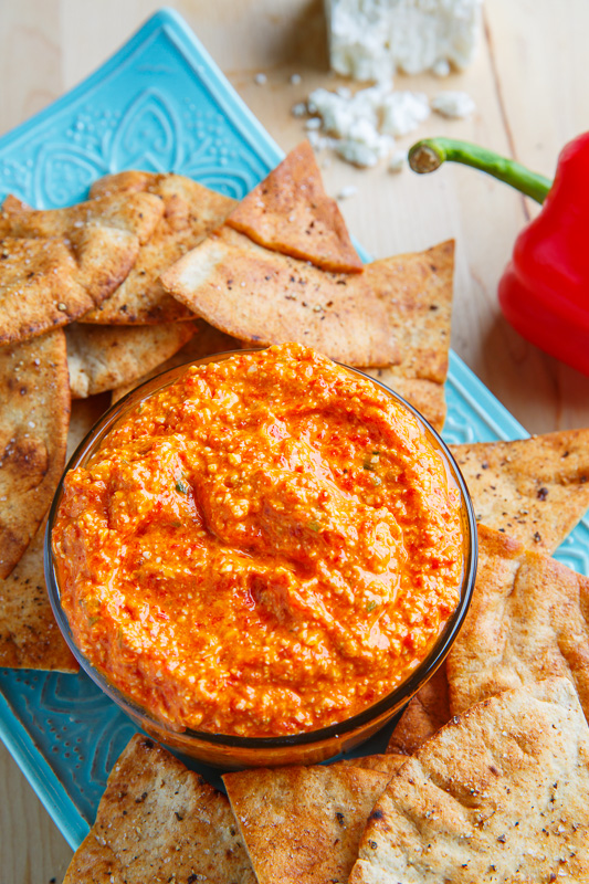 Htipiti (Greek Roasted Red Pepper and Feta Cheese Dip) - Closet Cooking