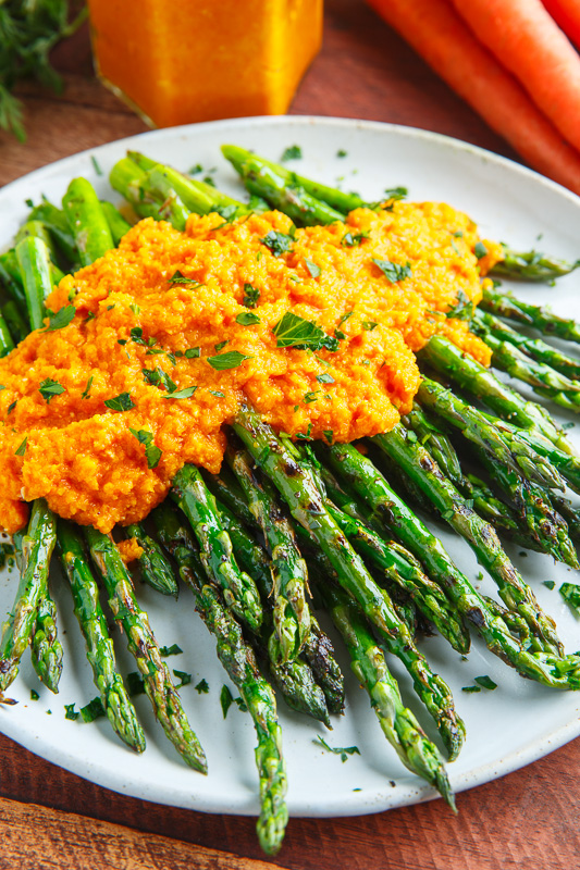 Grilled Asparagus with Carrot Ginger Dressing