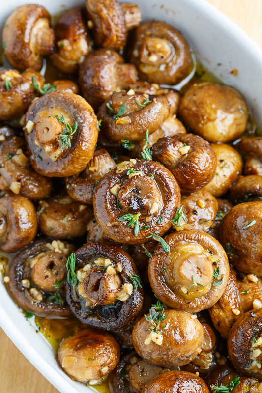 Roasted Mushrooms in a Browned Butter, Garlic and Thyme Sauce | Thanksgiving Side Dishes | Homemade Recipes