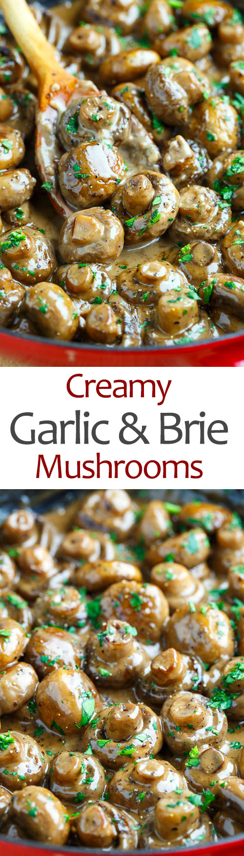 Creamy Garlic and Brie Mushrooms